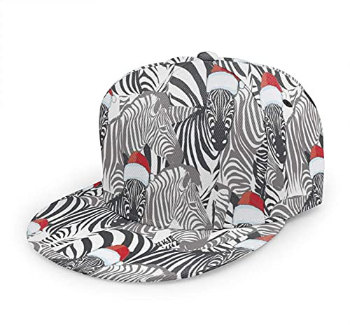 Oaieltj Unisex Baseball Cap Erwachsene Teens Adjustable Snapback Flat Brim Baseball Cap Cool Hip Hop Hat, Weihnachten Zebra, One size