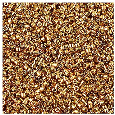 5g Miyuki Delica 11/0 (1,6mm) Rocailles, or jaune galvanisé (Galvanized Yellow Gold , DB0410)