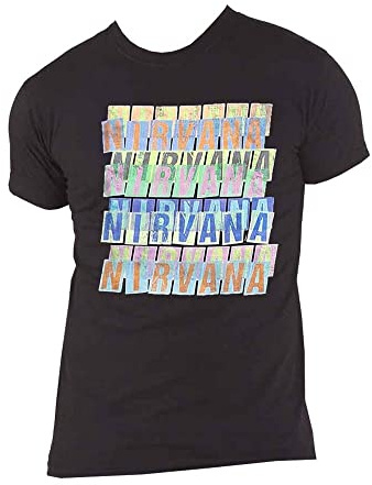 Nirvana T Shirt Band Logo Repeat Official Mens Black XL