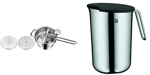 WMF Gourmet Passiermühle mit 3 Lochscheiben, 19 x 11,5 cm, zerlegbar & Function Bowls Rührschüssel 1,5l, mit Griff, Cromargan Edelstahl poliert, Innenskalierung, spülmaschinengeeignet