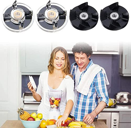 2 Base Gear + 2 Rubber Blades Gears Spare Parts for Magic Bullet 250W Juicer Blender Base Gear Replacement Parts
