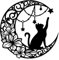 NBEADS Mond Und Katze Metall Wanddeko, Schwarzer Wandbehang Moderne Wanddekoration Silhouette Wandkunst Metallbilder Für Zuhause Schlafzimmer Flur Wohnzimmer Badezimmer Büro Hotel, 30cm