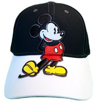 Disney Big Mickey Mouse Classic Embroidered - Hook and Loop Closure Baseball Cap, schwarz und weiß, Einheitsgröße
