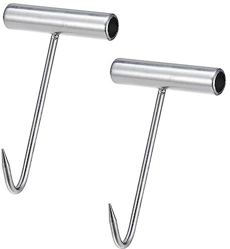 SEABABOO 2PCS Gancho en Forma de T de Acero Inoxidable ganchos de carne para carnicería Forma de T Ganchos de Carnicero Gancho de Carne de Res Gancho forma de T de gancho óseo de carnicero 20CM