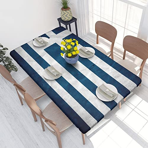 FRGMNT Tischdecke mit griechischer Flagge, elastische Kanten, wasserdicht, elastisch, gesäumt