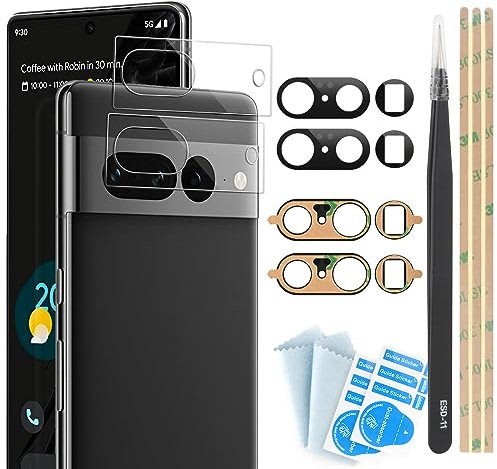 YHX-OU 2 Stück Kamera Linse Glas Ersatz für Google Pixel 7 pro 5G Kameraglas hinten + 2 Stück für Google Pixel 7 pro 5G Kamera Schutzfolie Linse Kameraschutz