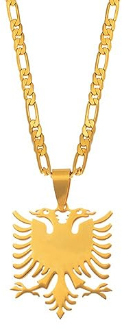 DELLEN Accessoires für Damen und Herren Albanien Adler Anhänger Halsketten Gold Farbe &; Silber Schmuck Ethnisch für Frauen Männer Weihnachtliches Geburtstagsgeschenk für Jubiläen
