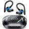 Cuffie wireless, 50H Bluetooth 5.3 auricolari con cancellazione del rumore CVC, auricolari wireless bassi profondi, doppio display LED, impermeabile IPX7, auricolari sportivi con ganci per le orecchie