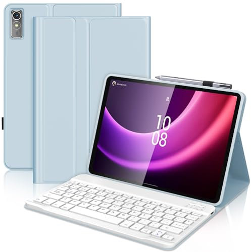 Funda con Teclado para Lenovo Tab P11 (2nd Gen) 11.5, Teclado Bluetooth Inalámbrico Desmontable con Funda Protectora Delgada para Lenovo Tab P11 (2nd Generation) 2022 11.5 Pulgadas, Azul Claro