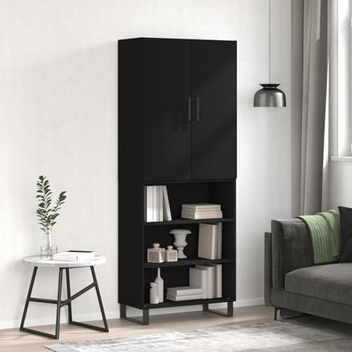 CIADAZ Highboard Schwarz 69,5x34x180 cm Holzwerkstoff, Sideboard Wohnzimmer, Schlafzimmer Kommode, Bücherschrank, Wohnzimmerschrank, Hochschrank, Wohnschrank - 3196092