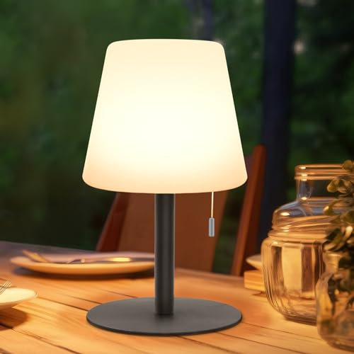 light to hope Kabellose Tischlampe LED Akku Nachttischlampe 2700K Warmweiß und RGB Dimmbar IP44 wasserdichte outdoor Tischleuchte für Wohnzimmer, Balkon, Restaurant, Hotel (Grau)