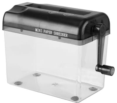 Papierzerkleinerer Geschreddertes Papier Tragbarer Aktenvernichter mit Querschnitt A6 Tragbarer manueller Mini-Aktenvernichter Schneidemaschine für Schule Büro zu Hause 16 × 9 × 14,5 cm (Schwarz)