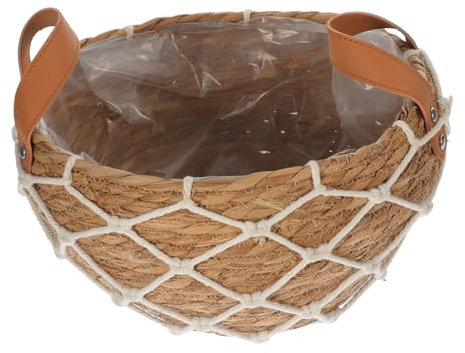 Happyyami Blumenbank Blumentopf Aus Rattan Pflanzgefäß Aus Rattan Natürlicher Geflochtener Korb Handgeflochtener Topf Korb Aus Geflochtenem Stroh Pflanzen Gras Großer Satz Extra Groß