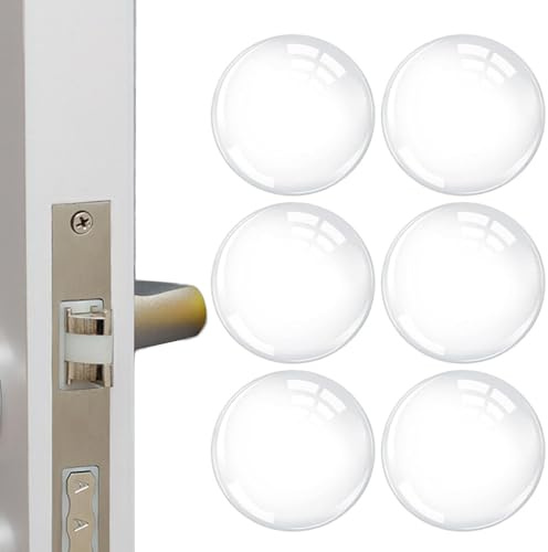 Door Stoppers Silicone Wall Protector 1.57inch Self Adhesive Backing Transparent Round Bumper Pads Reusable Door Handle Protectors Noise Reduction for Fridge, Cabinets, Refrigerator (6 pcs)