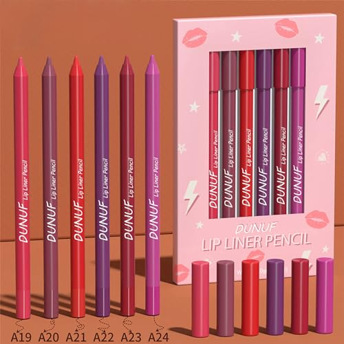 Alta pigmentazione Cremoso Set di Matite per labbra, 6 Colori Makeup Matita Labbra Matte, Long-Lasting Nude LipLiner Cremoso Rossetto Impermeabile Colore Labbra, Applicazione Liscia (02, B)