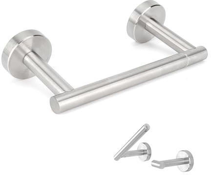 Toilet Roll Holder Wall Mounted,SUS 304 Stainless Steel Toilet Paper Holder, Double Post Pivoting Toilet Roll Holder,Toilet Paper Holder for Bathroom Kitchen RV,Sliver