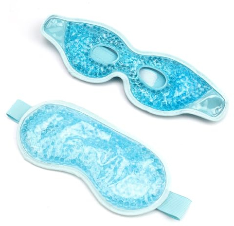 LERANXIN Kühlende Augenmaske – 2 Stück Kühlpads Augen, Kombinationspakete mit Vollständiger und Halber Augenabdeckung Augenkühlpads, für Lindern Sie die Ermüdung der Augen Wiederverwendbar