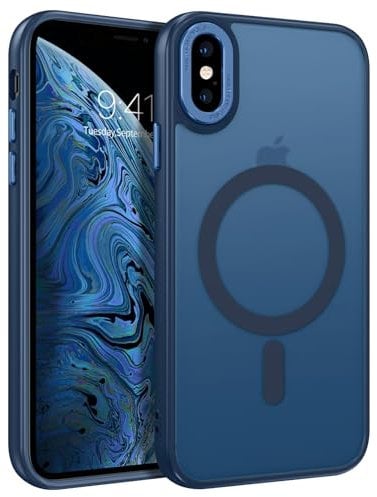 BENTOBEN for iPhone XS Max Case Magnetic [Compatible with MagSafe],Translucent Matte Anti-yellow Slim Soft TPU Military Grade Shockproof Women Men Protective Phone Cover for iPhone XS Max, Deep Blue