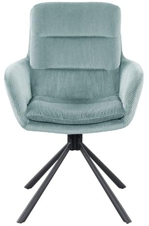 Dynamic24 Armlehnstuhl Cord Optik grün Esszimmerstuhl Polsterstuhl Wohnzimmer Küche Stuhl