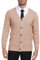 PCEAIIH Men's Cardigan Sweater Knit Jumper Buttons V Neck Shawl Collar with Pockets Classic Long Sleeve Soft Lightweight Apricot