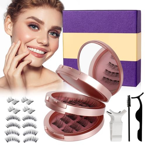 Sweetone Faux Cils Magnetique Naturel, Cils Magnetique Aimant Réutilisables Faux Cils Magnétiques avec Applicateur Sans Colle, Magnetic Lashes Faux Cils Aimantés Aspect Naturel Sans Eye-liner