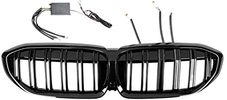 Auto Front Stoßstange Grill LED Licht Alle Schwarz Racing Grille Kompatibel for BMW G30 G38 5 Serie 525i 530i M5 540i 2021-2022 Accessiorse