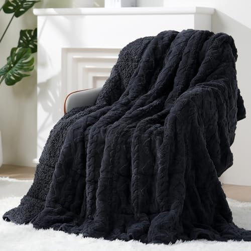 Super Fuzzy weiche Sherpa-Fleece-gewichtete Decke, 6,8 kg, doppelseitig, flauschig, schwere Decke für Erwachsene, keine Bündelung, mit doppelschichtigem weichem Innenfutter (122 x 183 cm, 6,8 kg)