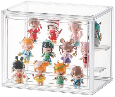 lomonmen Vetrinetta Espositiva,Vetrina Espositiva per Collezionismo,Teca Plexiglass con Porta Per Collezionismo,Figurine,Rocce,Bicchierini e Borse a Mano da Donna (Bianco, 27*18*21)