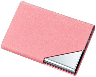 Edelstahl Visitenkartenetui, Visitenkartenhalter Tragbare Tasche Kartenetui Brieftaschen Name Kartenetui mit Magnetverschluss für Männer Frauen - Rosa