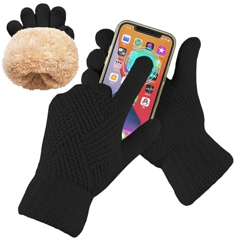 ehsbuy Winter Gloves for Women Ladies Warm Thermal Touch Screen Knit Soft Fleece Line Snow Thick Gloves Gifts