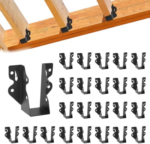 24 Pcs 2x 4 Joist Hanger,Q235B Steel Face Mount Joist Hangers,Black Powder Coated Hurricane Ties for Rafter, Rafter Brackets for Floor, Deck and Ceiling Joists