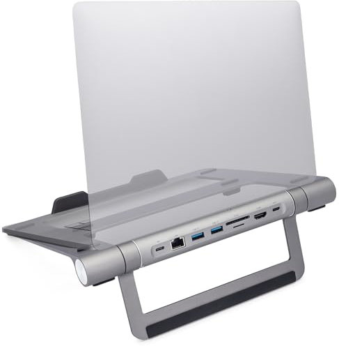 ClearClick 6-in-1 USB-C Portable Docking Station & Laptop Stand - 2X USB 3.0 Ports, HDMI, LAN Ethernet, SD Card Reader, MicroSD Card Reader, USB PD Charging