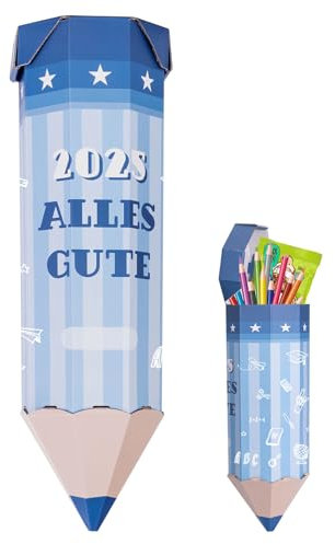 Schultüte, Geschenktüte Schule, Schultüte in Bleistift-Form, Schultüte Mädchen Jungen Namen, 41 CM Geschenkverpackung für Schulanfänger, Pappbox für Schulmaterialien zur Einschulung Schulanfang