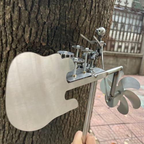 HeFZiYMOZaDP 2025 Handmade Metal Drummer Windmill, 32 cm Schlagzeuger Windrad Garten,Gartenstecker Sculpture Windmühle Windspiel Garten Ornamente,Percussionistische Figuren Windspinner für Gartendeko
