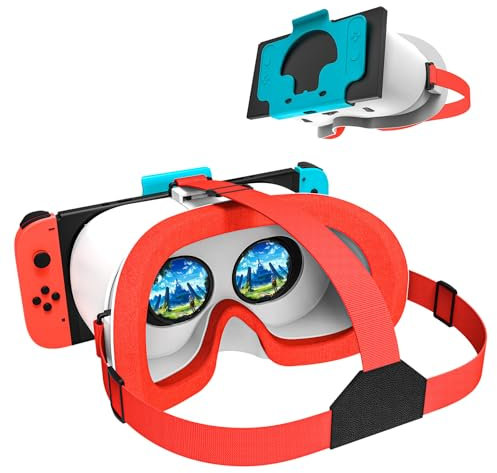 VR Headset for Nintendo Switch & OLED Model Upgraded, Virtual Reality VR Glasses with Adjustable HD Lenses Comfortable Head Strap, 3D Goggles for Nintendo Switch OLED VR Games Cool Stuff for Kids Boys