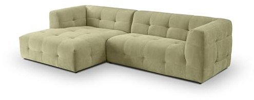 Homes & Jones Sofa Tenso – Stilvolles Eck-Polstersofa – Kaltschaum-Polsterung & weicher Flachgewebe-Bezug – Hochwertiges FSC-Massivholzgestell