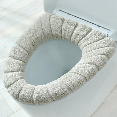 Lifup Toilet Lid Cover Pad Soft Reusable, Non Slip Toilet Seat Covers for Bathroom Beige 32 x 32 cm