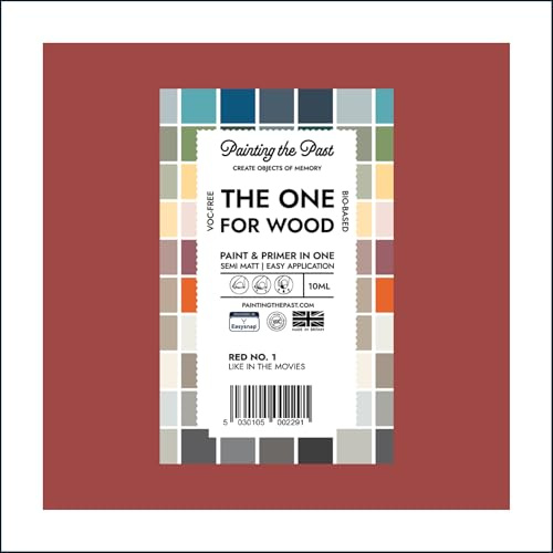 The One for Wood Paint & Primer 10ml (Sample) Red No. 1 Like In The Movies | Semi Matt Finish, Bio-Based & VOC-Free Formula for Wooden Furniture & Surfaces | Durable & Easy Indoor Home Decorating