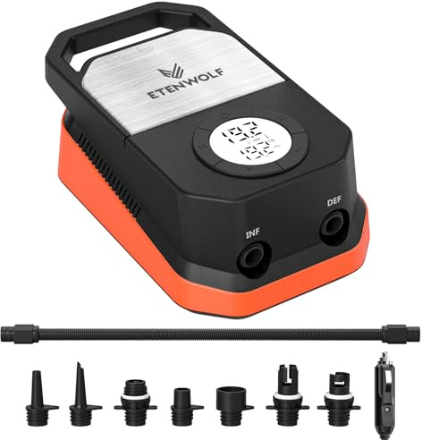 ETENWOLF S4 Paddle Board Pump, 20 PSI High Pressure 12V DC Sup Air Pump with Auto-Off & Deflation, 4X Faster Portable Electric Pump for Stand Up Paddle Boards, Kayaks, Air Mattress, Tent, Inflatables