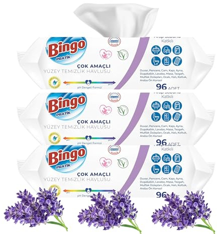 Bingo Reinigungs Streifenfrei Oberflächenreinigungtücher Glas & Oberflächen, Staubreiniger – Schnell trocknend Tischtücher, Farbe: Lavendel