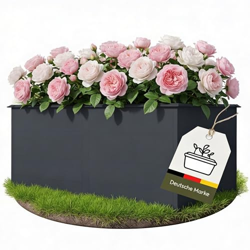 novaterra® Hochbeet Metall Anthrazit - B 200 x T 100 x H 77 cm - Premium Hochbeet aus pulverbeschichtetem Stahl, Schneckenschutz, wetterfest, ideal als Kräuterbeet, Frühbeet & Blumenkasten