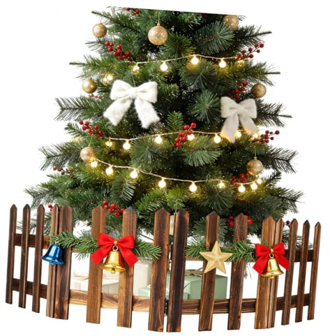 Artibetter Recinzione in Legno Decorativa come Decorazione Esterna per Albero di Natale, Steccato Miniatura Elegante e Semplice per Cortile e Guesthouses