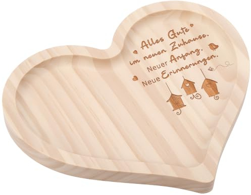 Geiserailie IM NEUEN ZUHAUSE Geschenk zum Umzug Herzformige Holztablett | Einweihungsgeschenk Zuhause Richtfest Geschenk fur Freundin Frauen Nachbarn