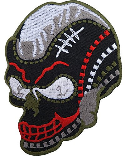 Biker-Aufnäher zum Aufbügeln oder Aufnähen auf T-Shirt, bestickt, American Football Totenkopf