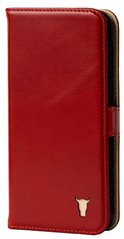 TORRO Funda de Cuero Genuino con Función de Soporte Compatible con Apple iPhone XS y iPhone X - Rojo