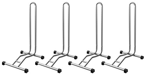 4x WELLGRO® Fahrradständer - Stahl, sicherer Stand - Farbe schwarz, weiß oder silber wählbar, Farbe:Silber