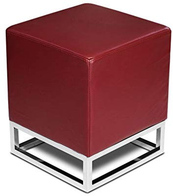 NEUERRAUM Würfelhocker Lederhocker Hocker Leder Rot Weinrot Bordeaux Rot