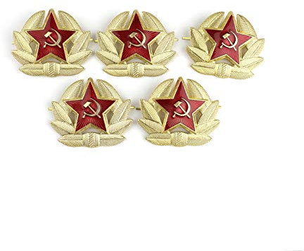 Heka Naturals USSR Red Army Badge | Weizenkranzkokarde mit geprägtem rotem Stern und sowjetischem Hammer & Sichel Motiv - Kokarda, Military Memorabilia, Unisex Brosche, Army Surplus & Kostüm