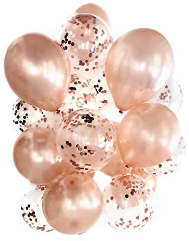 Konfetti Luftballon Set in rosegold metallic – 20 Stück – Partydeko Ballons für Geburtstag, JGA, Taufe, Hochzeit, Baby-Shower & Silvester