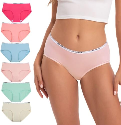 INNERSY Culotte Coton Femme Taille Basse Slip Sexy Multipack Shorty Sport Grandes Filles Lot de 6 (L, Couleurs Vives)